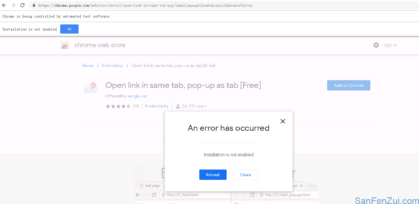 Failed to load extension